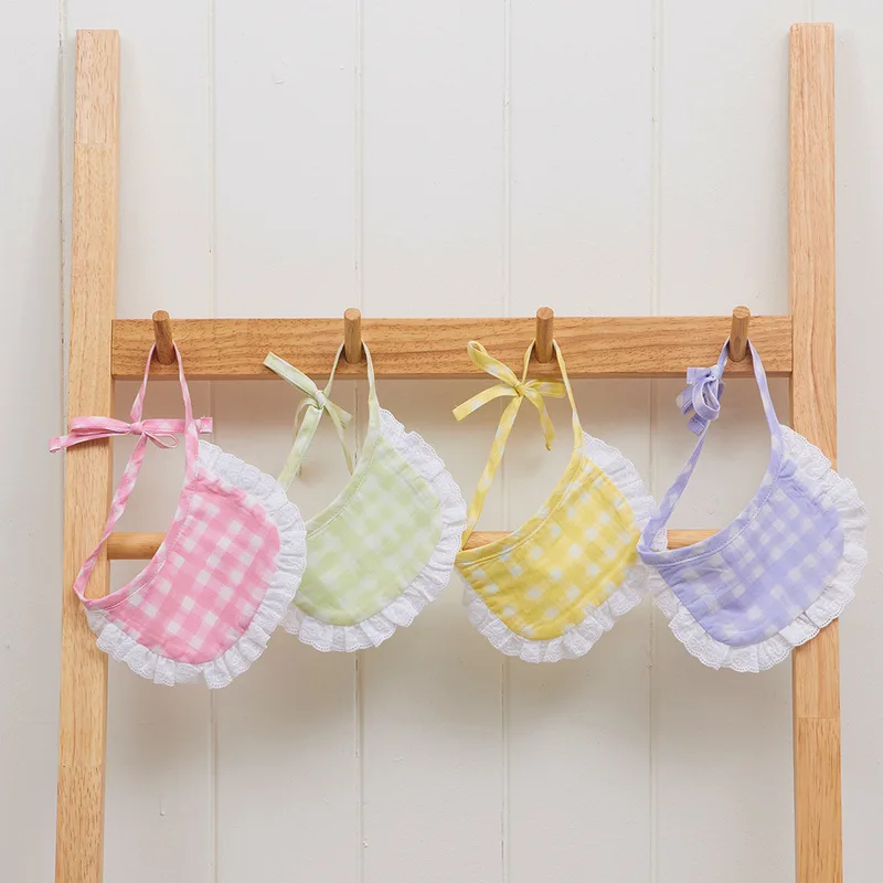 

Customized pet name bibs for cats and dogs, blessing names, embroidered plaid cotton cute bibs