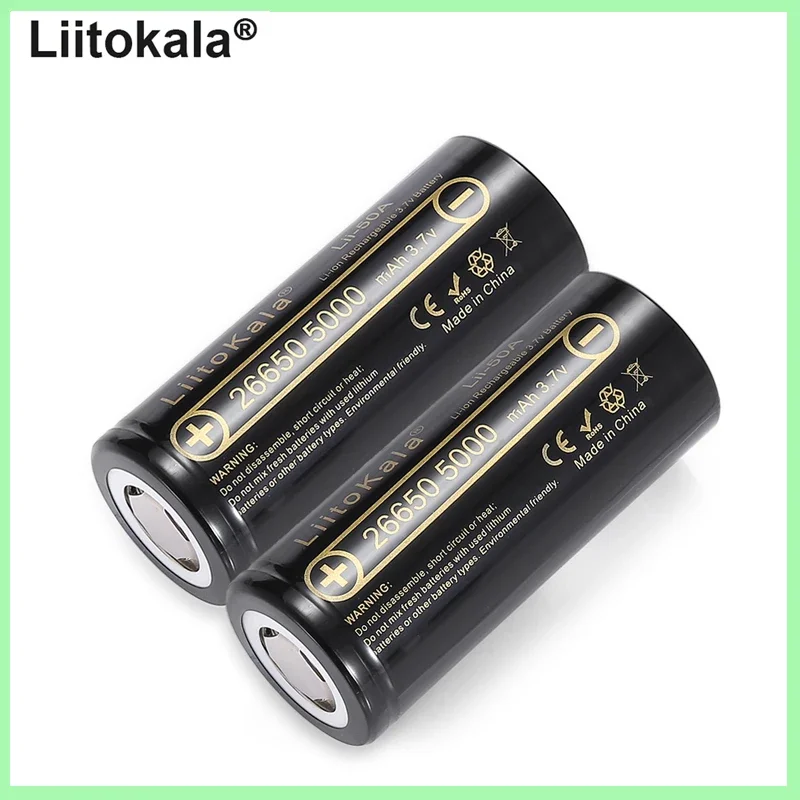 Liitokala-li-ion Bateria Recarregável Bateria para Lanterna Veículo Elétrico Triciclo Lii50 a 3.7v 26650 5000mah 26650-50a - Image 2