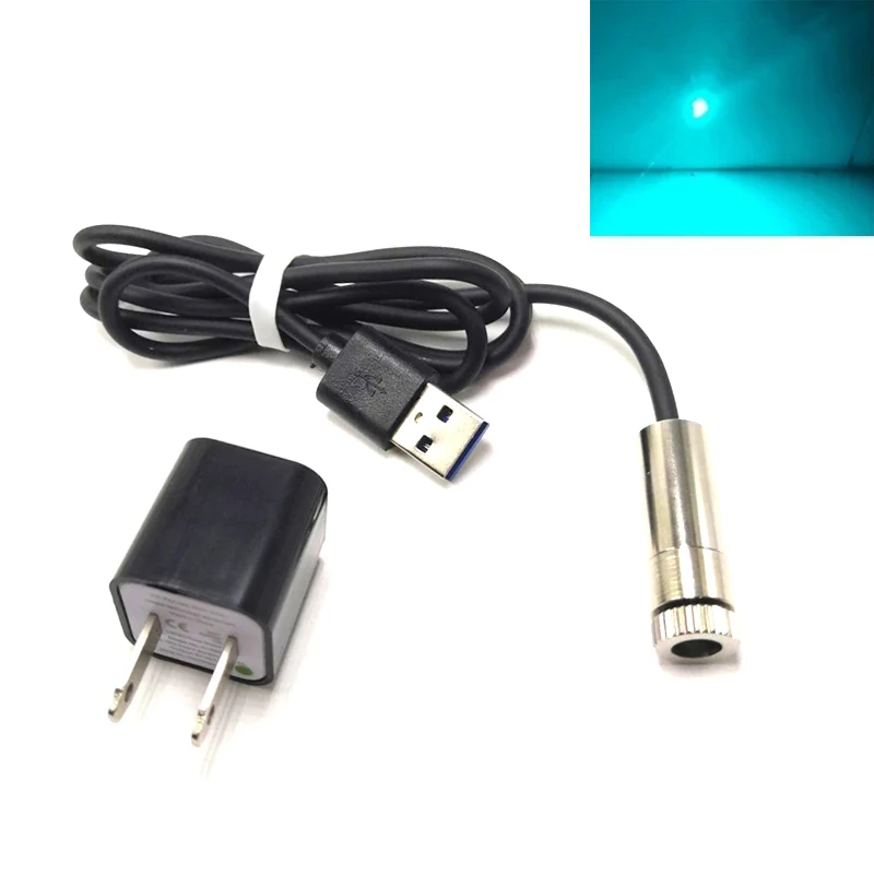 488nm 30mW Dot Light Focusable Lens Cyan-Blue Laser Diode Module USB Adapter laser module