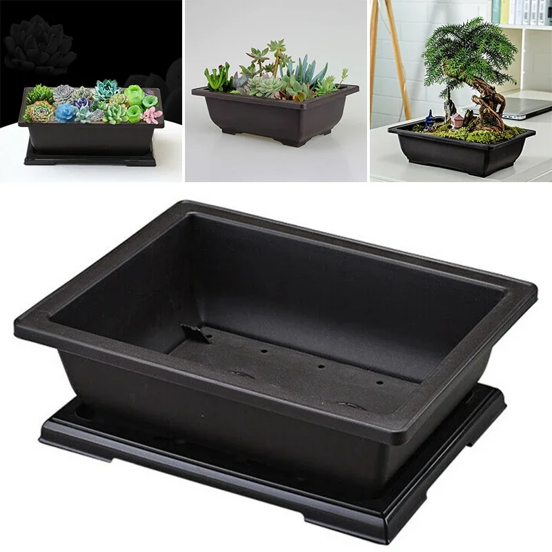 Description Picture 2 of itemContainer Flower Pot Holder Living Room Nursery Plastic Rectangle Reusable Saucer Antique Balcony Bonsai Garden
