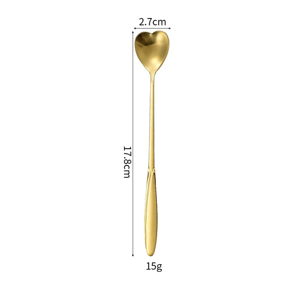 6pcs Gold Cherry Flower Stainless Steel Tea Spoons Set Coffee Honey Dessert Ice Cream Scoop Long Handle Teaspoon Cafe Tableware