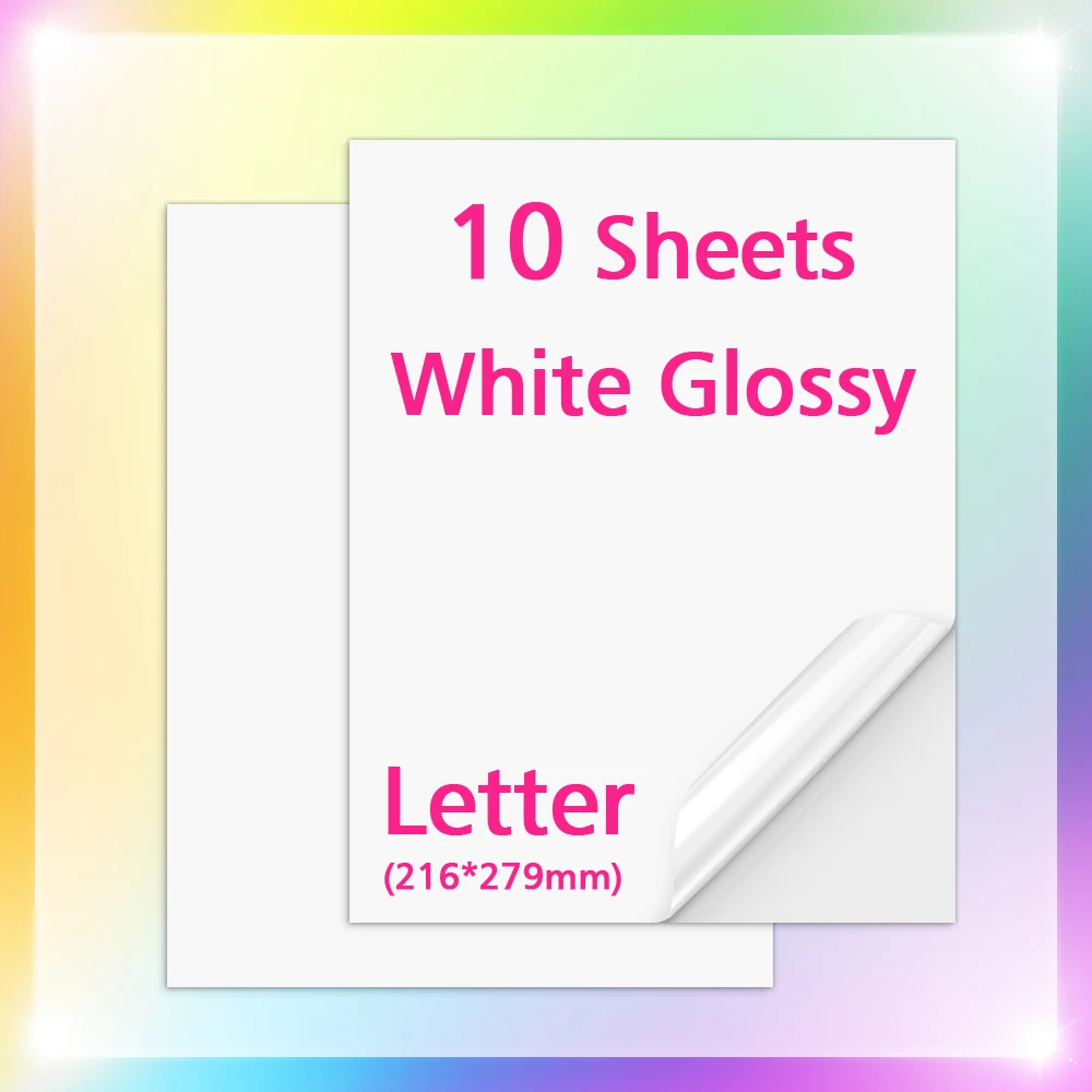 Labelwell 10Sheets Matte Printable Vinyl Sticker Paper White Self-Adhesive  Copy Paper 216*279mm for Inkjet Printer DIY Stickers