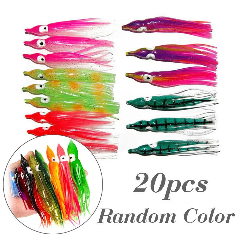 Lotto 50/100pcs Plastica Esche da Pesca Calamaro Gonna a Traina