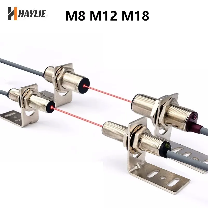 

Good Quality M8 M12 M18 Thru Beam Sensor Visible Light Laser Photoelectric Switch 50m NPN PNP NO NC with CE