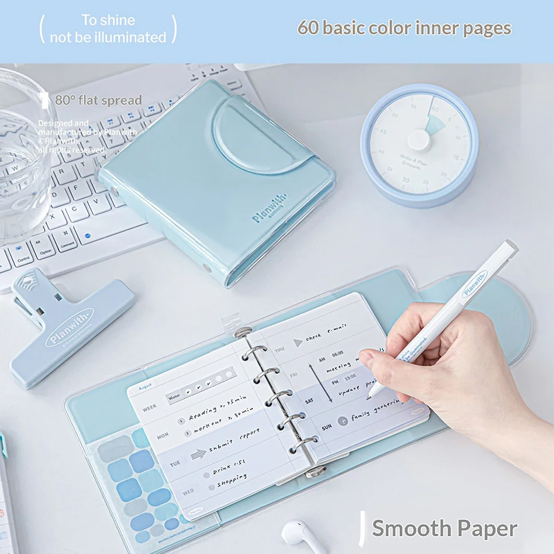 Magnetic PU Leather Loose-Leaf Planner - 62 Sheets Mini Organizer for Daily Office Scheduling