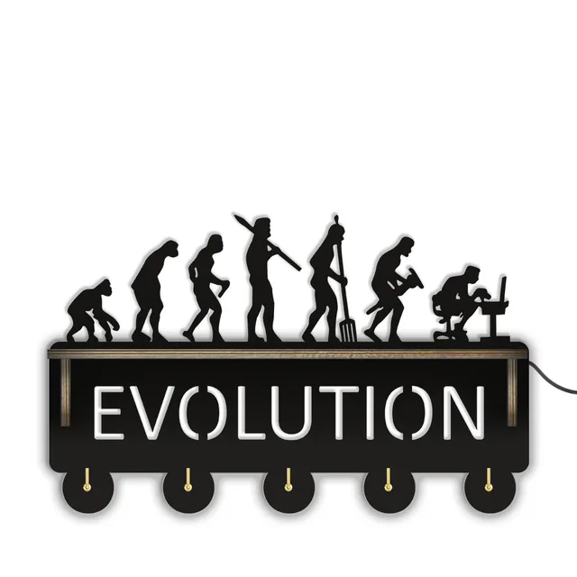 Geek Evolúciós Fa Falhorog Otthoni Dekoráció Az Emberi Kabát Rack Horgok Kulcstartós Ruhadarabok Szervező Horog