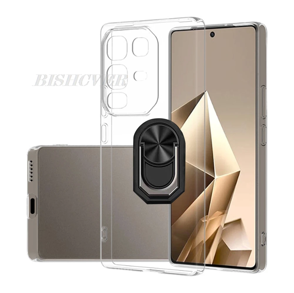 Enhanced Back Ring Holder Bracket Phone Case with TPU Soft Silicone Cover