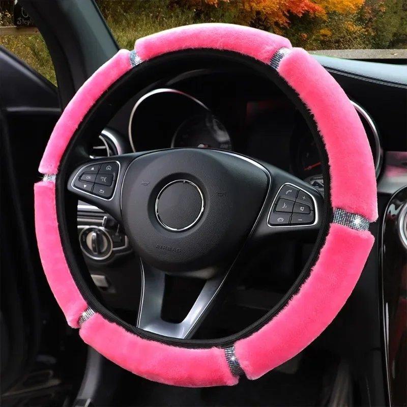 1 ensemble couvre-volant en laine rose doux et chaud pour voiture, 1  ensemble, couvre les leviers de frein à main, accessoires d'intérieur  automobile - AliExpress