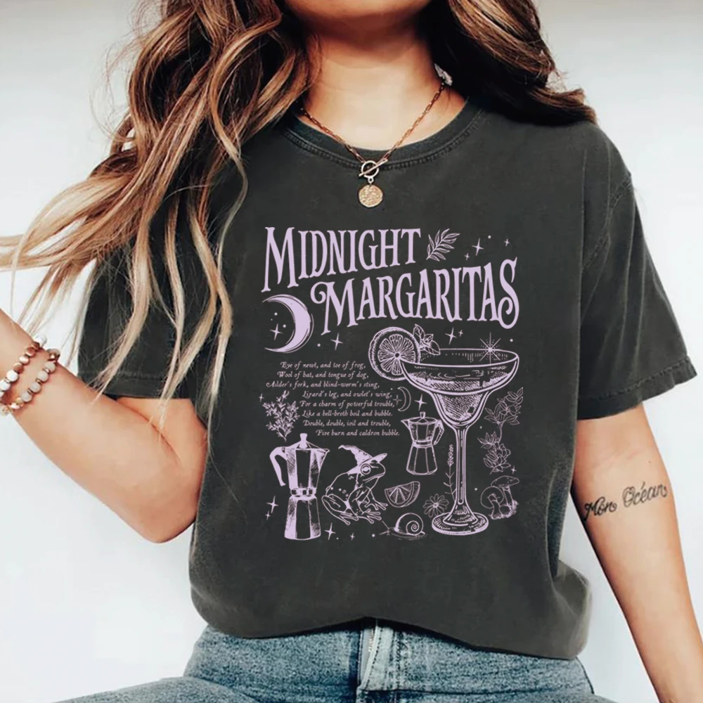 Midnight Margaritas T-Shirt, Salt Rosemary Lavender Love T-Shirt, Witchy Tee, Halloween-Shirts, Retro-Grafik, kurze Ärmel, Tops, T-Shirts