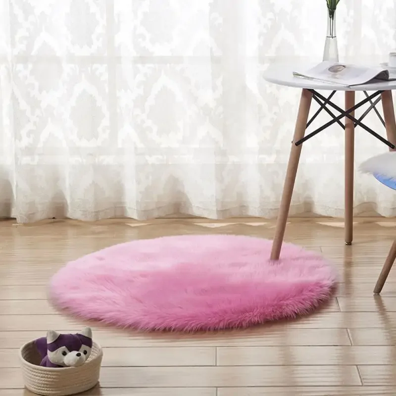 Carpet Soft Machine Floor Small Rugs Mat Warm Artificial Sheepskin Rug Chair Cover Fluffy Round Rug Carpet Circles 4