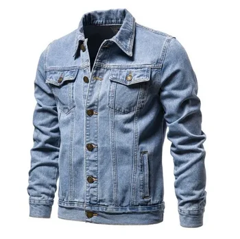 Fashionable Casual Men's Denim Jacket New Autumn Winter Outerwear Trendy Blue Jeans Coat Male Apparel Comfortable Fit Jacket