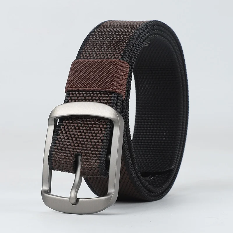 New multi-hole canvas belt for men with a button fastener, versatile denim belt for students and young people, Korean version, e