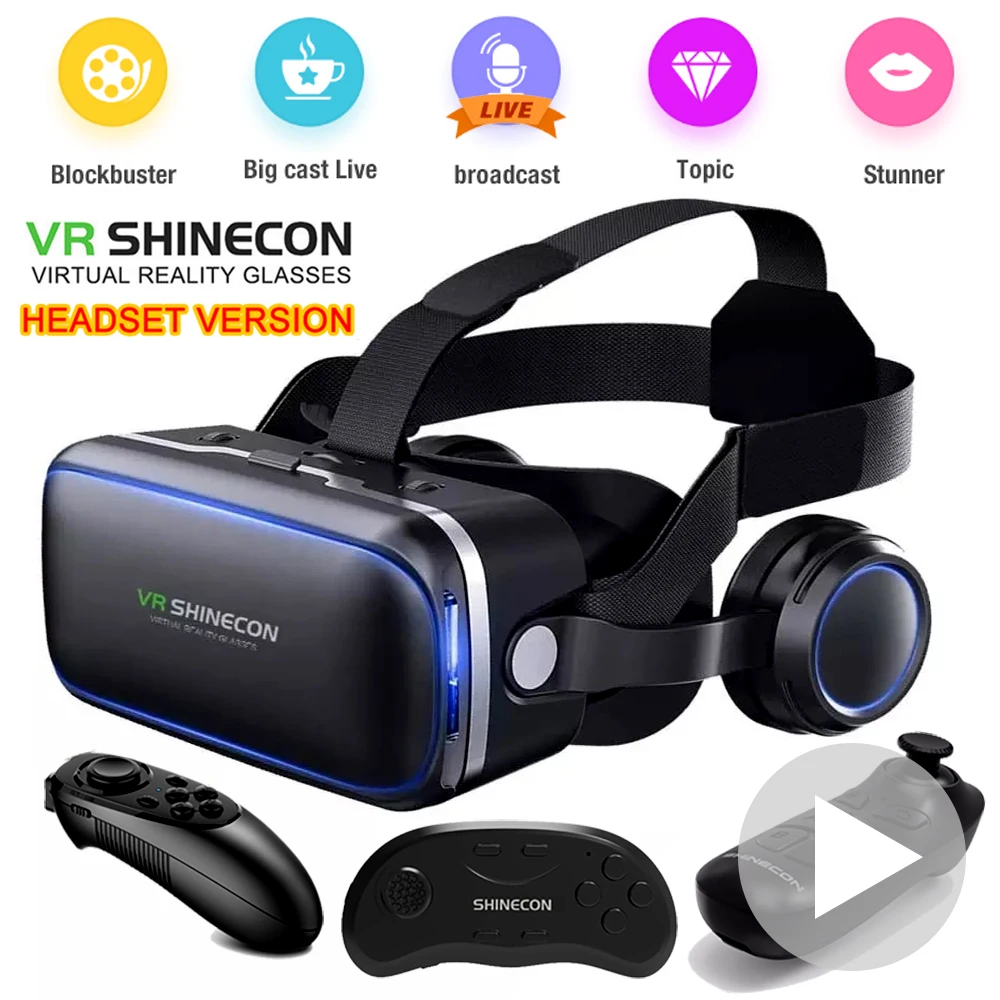 2022 Original VR Shinecon 6.0 Virtual Reality Smart 3D Glasses Helmet Headset with Remote Control Video Game |