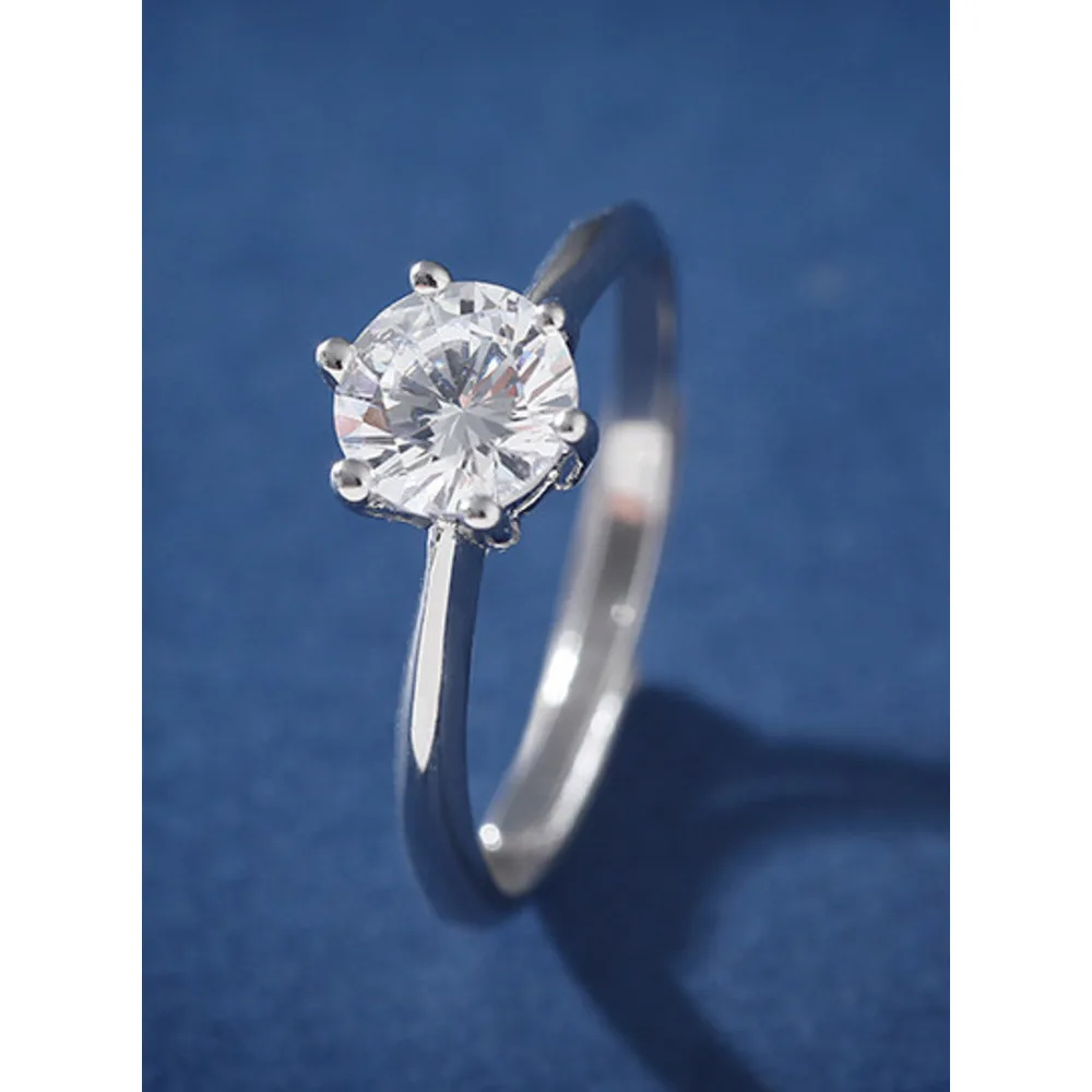 Wanying Six Claw Diamond S Pure Silver Gift Wedding Ring Light Luxury Simple Fashion Jewelry_voghion.com