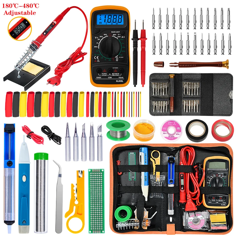 온도 조절 가능한 납땜 다리미 키트, 세라믹 히터 납땜 팁, 25 in 1 스크루 드라이버, 전기 납땜 인두, 220V, 110V, 80W 