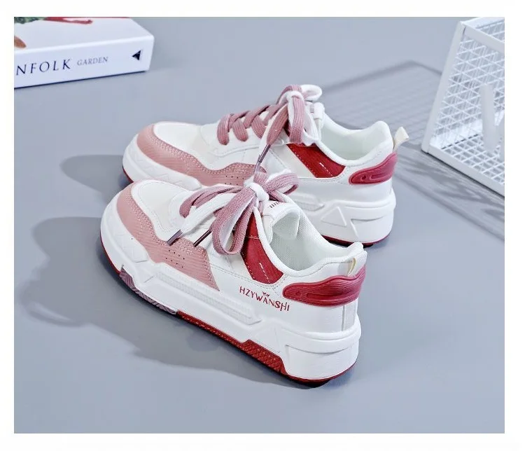 Autumn Women Vulcanize Shoes Thick-soled White Shoes Lace-up Sneakers Outdoors Non-slip Casual Comfortable Female Sports Shoes 2