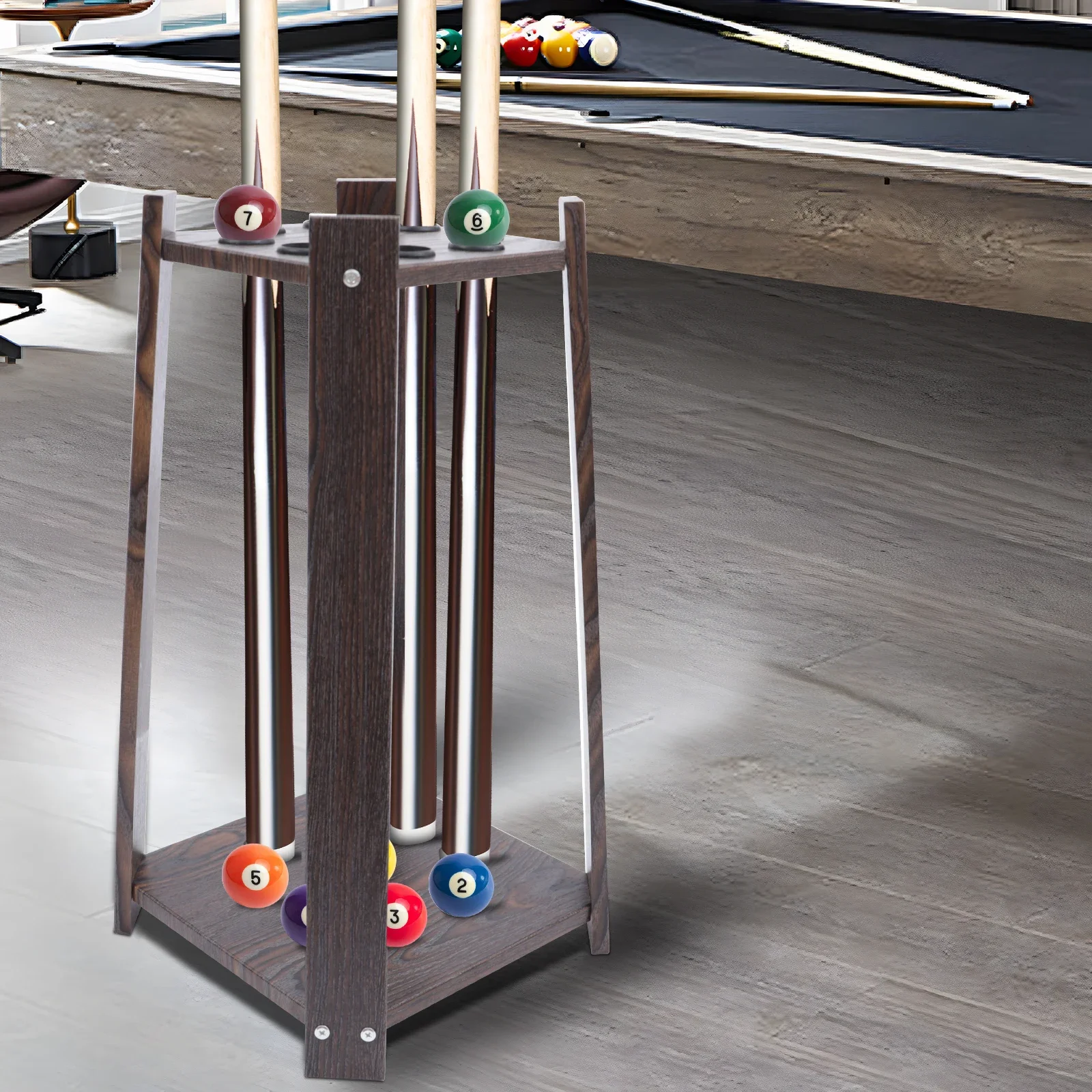 Multifunctional Pool Stick Stand 8-Hole Billiard Cue Rack Wood Holder ...