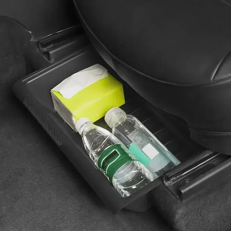 For Tesla Model Y Under Seat Storage Box Case Car Seat Organizer Vehicle Underseat Drawer Holder Interior Tray