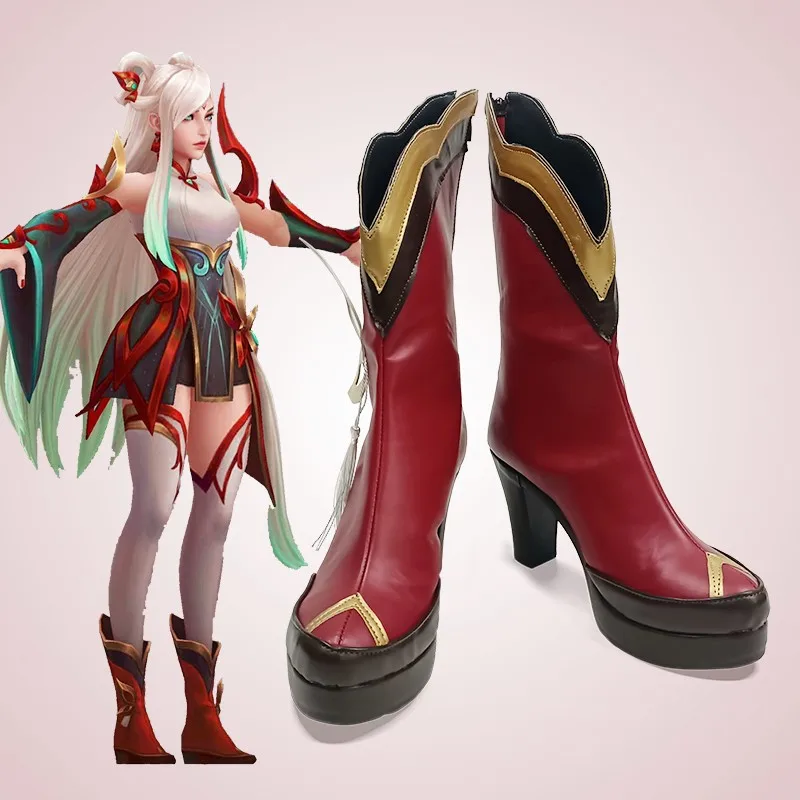 

Irelia shoes LOL The Blade Dancer Cosplay Shoes Halloween Carnival Party Event Stage Performance Props Costumes Accessories