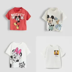 Short Sleeve Tshirt Casual New Cute Print Tops For 1-6Years Old Child Cartoon Crewneck Base Shirt Baby Fashion Casual Loose Tees