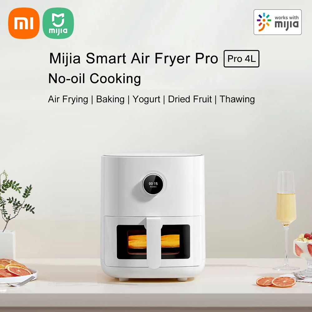  Xiaomi Smart Air Fryer Pro 4L, Air Frying, Baking, Yogurt,  Fruit Drying, Defrosting, Fermentation, White : Home & Kitchen