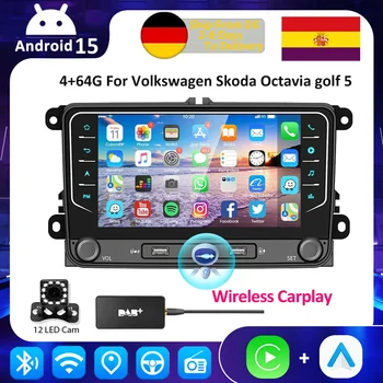 Radio para Auto ESSGOO con Android 15 y Carplay Inalámbrico para Volkswagen Skoda Octavia Golf 5 6 Touran Passat, Reproductor Multimedia con GPS y WiFi 1