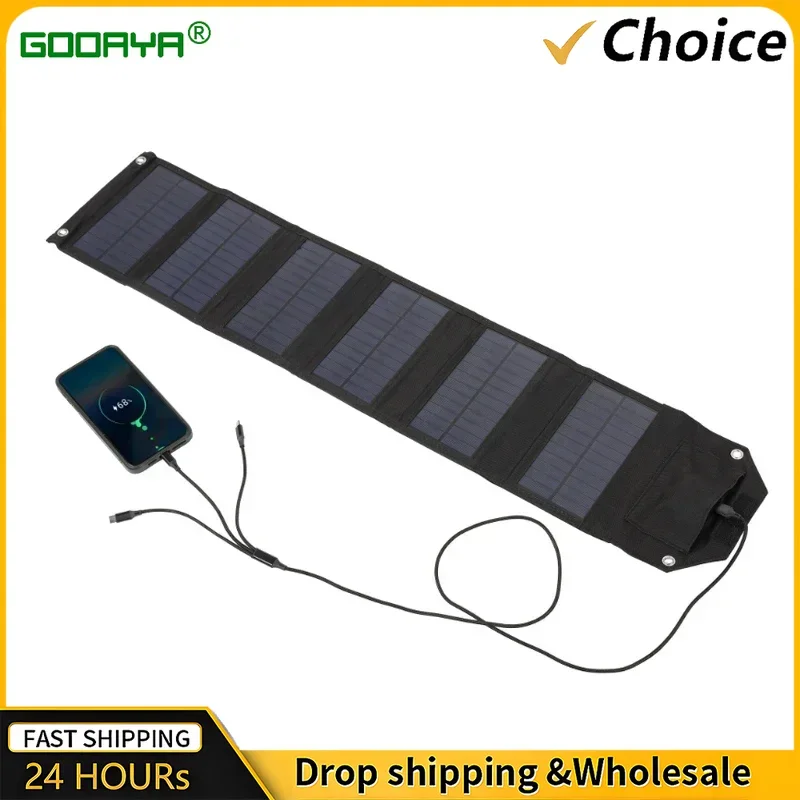 60W 80W 100W แผงพลังงานแสงอาทิตย์แบบพับได้ 5V USB แบบพกพาพับกระเป๋าแบตเตอรี่สําหรับโทรศัพท์กลางแจ้ง Camping กันน้ํา Power Bank 1