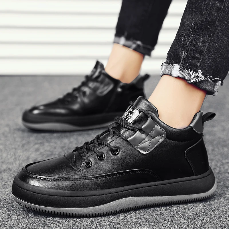 

Fujeak Leather Leather Casual Cotton Shoes Warm Waterproof Winter Boots Anti-slip Outdoor Walking Shoes Fashion Men's Shoes
