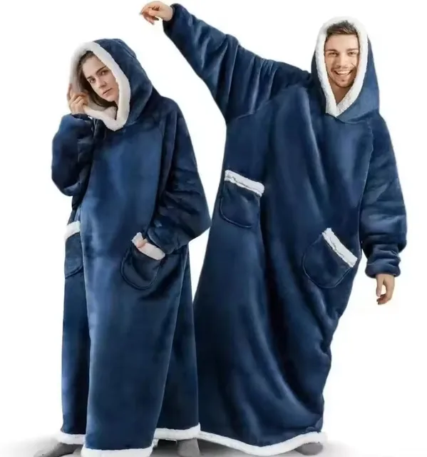 Super Long Flannel Blanket Pyjamas with Sleeves Winter Hoodies Super Long Flannel Blanket Pyjamas with Sleeves Winter Hoodies