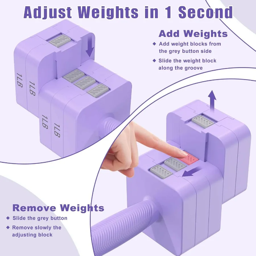 Adjustable Dumbbells Set of 2, 5-in-1 Adjustable Weight Dumbbells for Women/Men, 3lb/5lb/7lb/9lb/11lb Dumbbell Weights Set for H