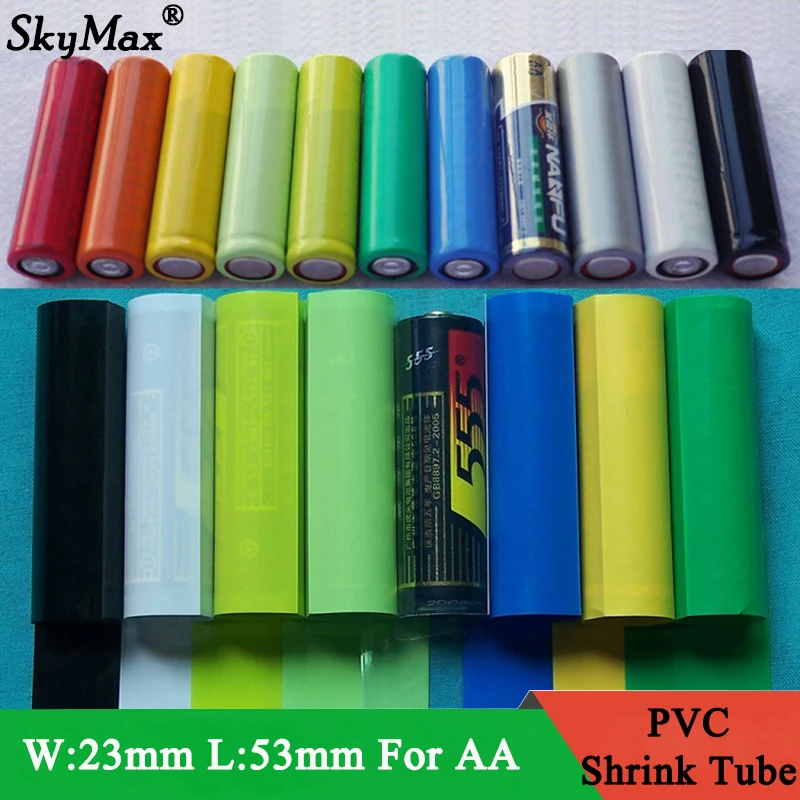 

50/100/200/500pcs AA Battery PVC Heat Shrink Tube Width 23mm Length 53mm Insulated Film Wrap Protect Case Pack Wire Cable Sleeve