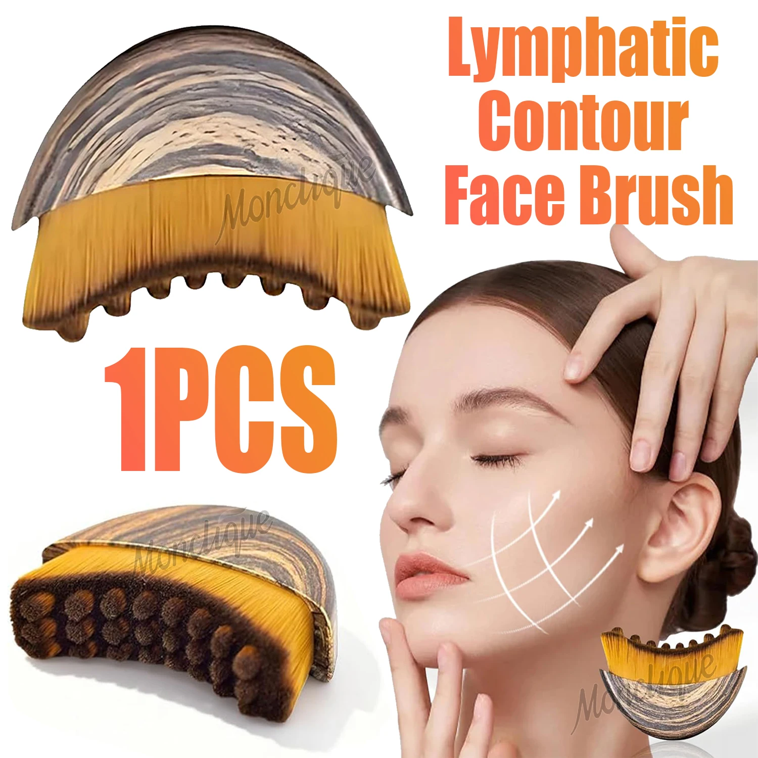 Contour Face Brush Face Lymphatic Drainage Massager Anti-Puffiness Enhancing Jawline Ergonomic Massager Tool Emulsion Applicator
