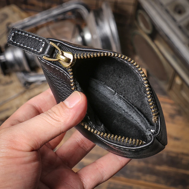 Coin Purse GURO Luxury Genuine Leather Mini Men Zipper Women Cowhide Small Pouch Card Holder Key Square Bags