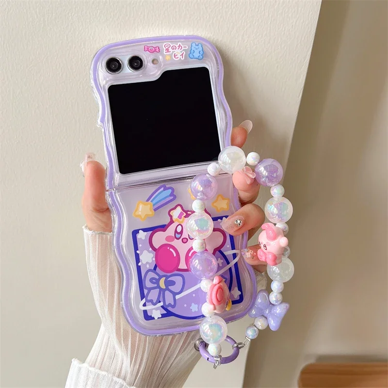 

Kirbys cute pink with bracelet cartoon Phone Case for Samsung Galaxy Z Flip 4 Hard PC Back Cover for Z Flip 5 Case Case