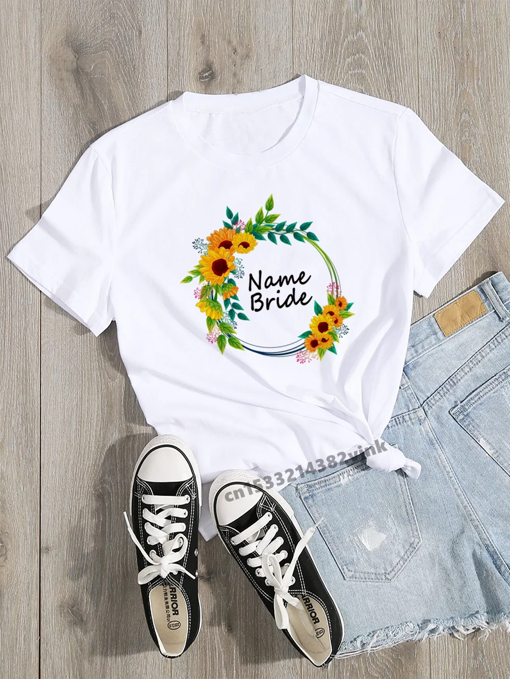 

DIY Customized Team Bride Bachelorette Wedding Party Women Evjf T-Shirt Casual ladies basic O-collar White Short Sleeved T-shirt