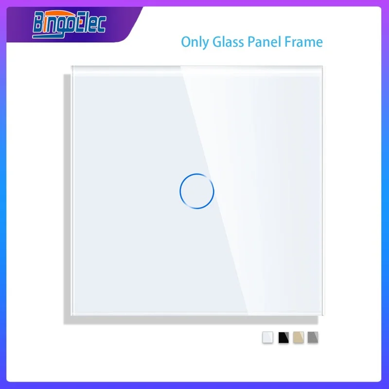 Bingoelec DIY 1/2/3/4 gang Wall Touch Switch Crystal Glass Panel 86mm Pearl White Black Golden Grey Glass Frame DIY-Parts wall touch switch socket