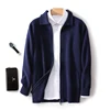 2024 Men Knitwear Pure Australian Wool Sweater Zipper style Cardigan Polo Collar Thick Style Warmth Basic Business Clothing Tops 1