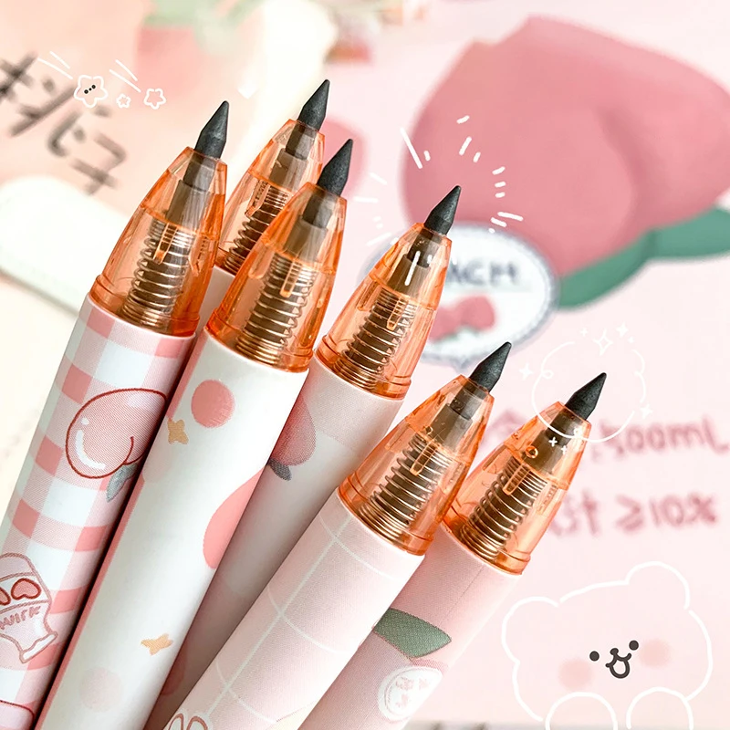 Peach Eternal Non Sharpening Pencils Kawaii Mechanical Pencil Automatic Pens for School Korean Stationery Office Supplies