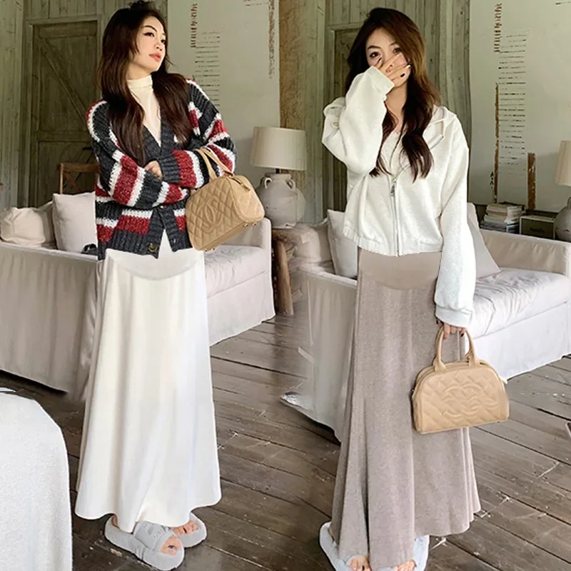 Maternity Cashmere Skirt High Waist Long Autumn Winter Slimming Hip Covering Women's Half Body Skirts Fish Tail Design