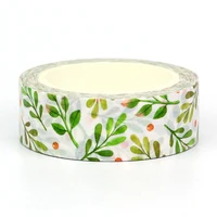 2024 NEW 1PC 10M Decor Green Leaves Spring Washi Tape for Scrapbooking Journaling Adhesive Masking Tape Cute Stationery 2