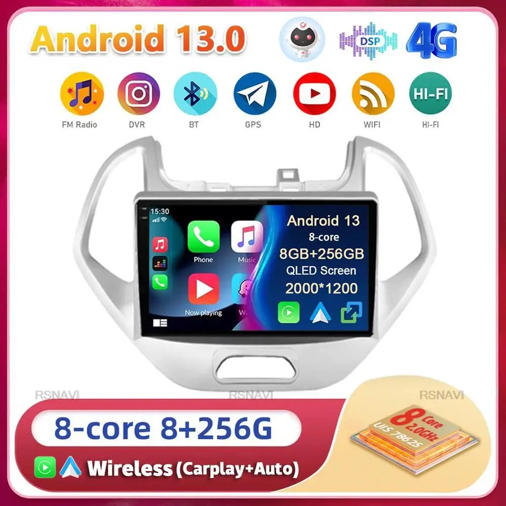 Android 13 Carplay For Ford FIGO KA 2015 2016 2017 2018 2019 2020 Multimedia Car Radio Video Player GPS Stereo 2din Head Unit