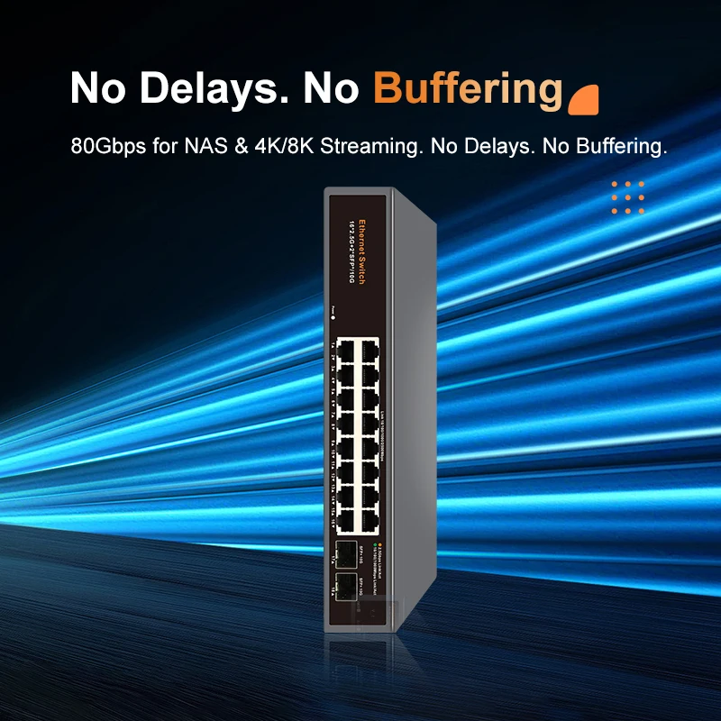 KeepLiNK 18-Port Multi-Gigabit Unmanaged Network Switch 16 X 2.5Gb Ethernet + 2 X 10Gb SFP+ for High-Speed Data Networking - Imagen 2