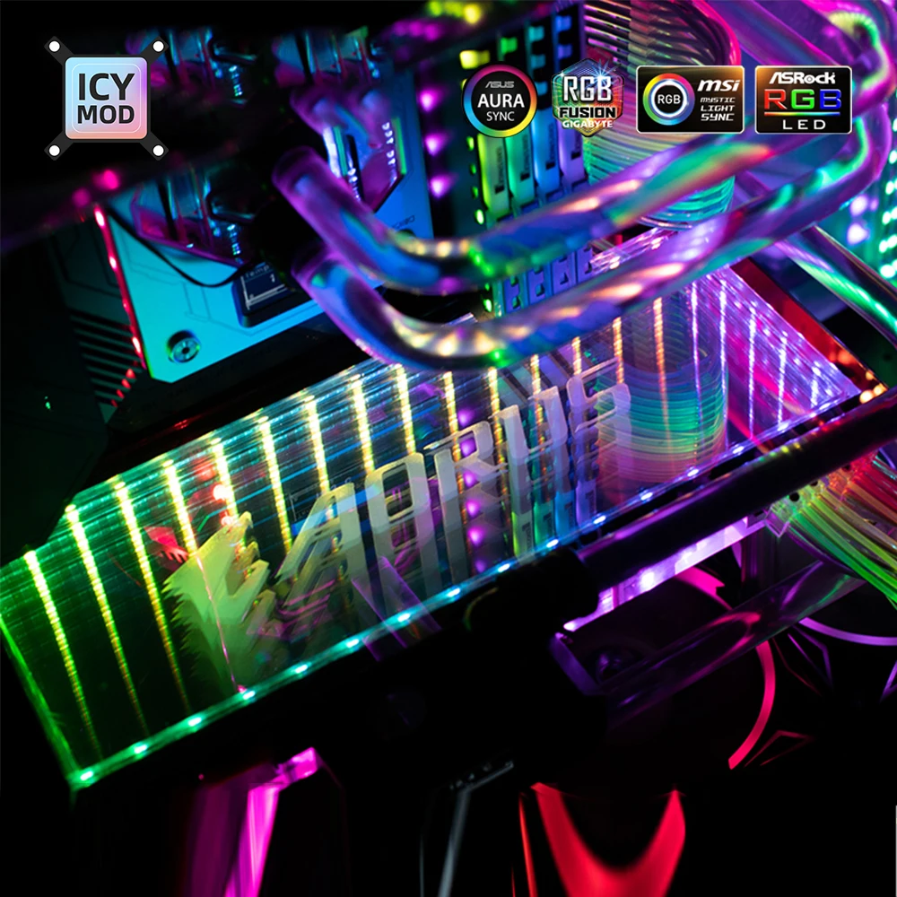 인피니티 RGB 패널 무한 3D PC 케이스 조명 플레이트 맞춤형 섀시 장식 GPU 백플레이트 DIY 게이머 Transperant AURA MOD