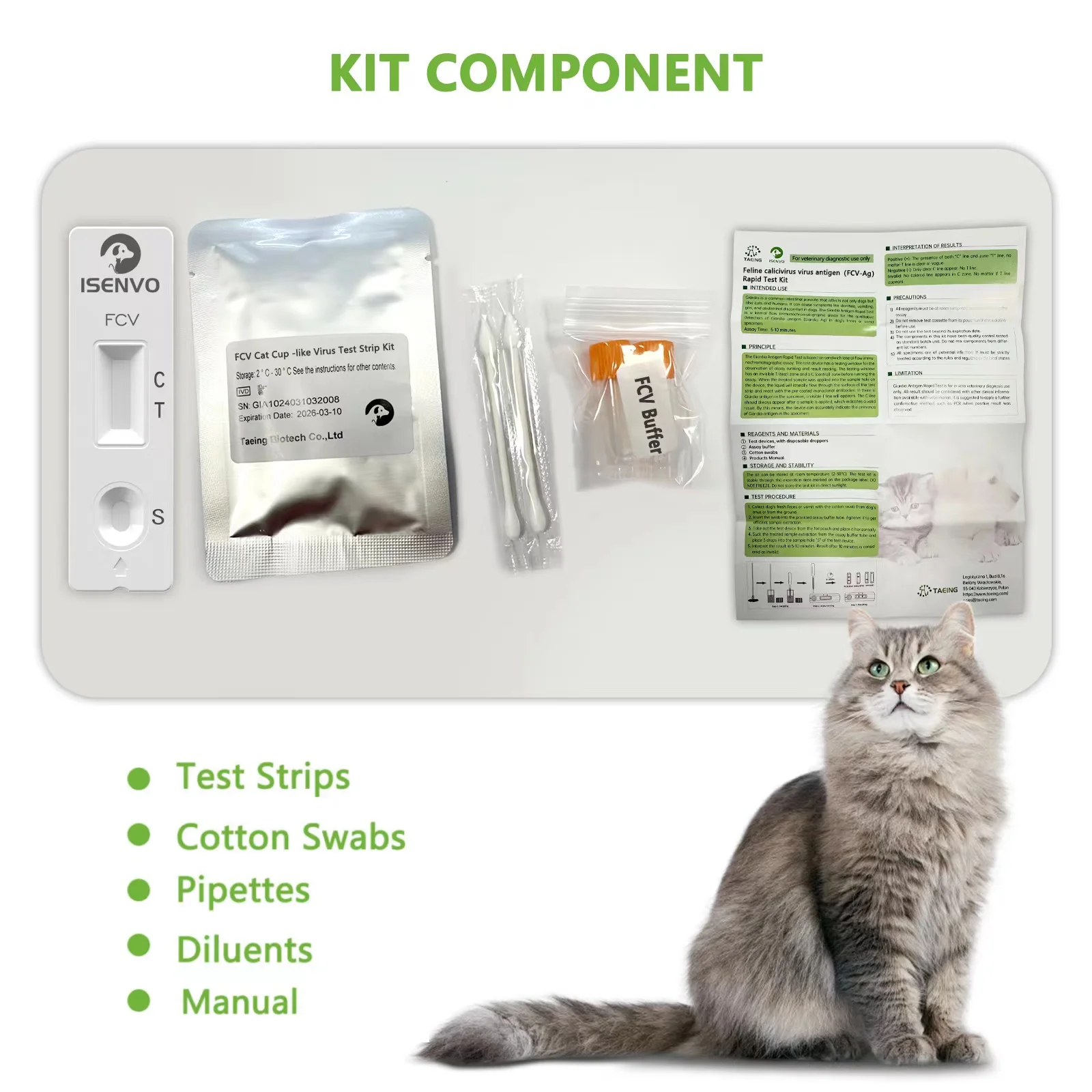 2/5/10 Pcs Feline FPV,FHV,FCV Rapid Home Test Panel Card Health Detection Strip Kit for Cat Distemper Detection Veterinary