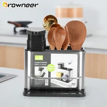 Kitchen Knife Holder Tube Spoon Storage Box Rack Stainless Steel Cutlery Organizer Draining Chopstick Cage With Water OutletTray