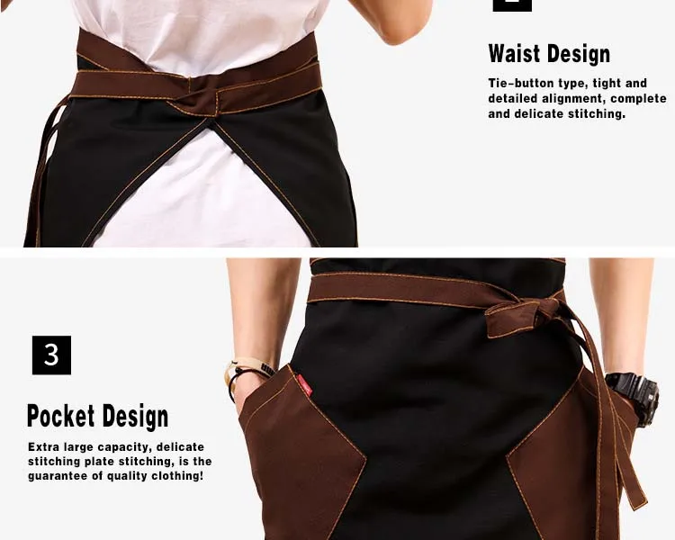 Herren-Halbschürze aus Segeltuch zum Kochen, Druckdesign, Restaurant, Kellnerin, Halbkörperschürze, Unisex, Küche, Arbeitskleidung – Detail 6