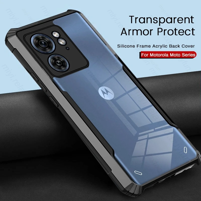 Coque Arrière En Acrylique Transparent Pour Motorola, Cadre Souple En Tpu, Coque Antichoc Pour Moto G73, G23, G13, G42, E13, E22S, Edge 40, 30