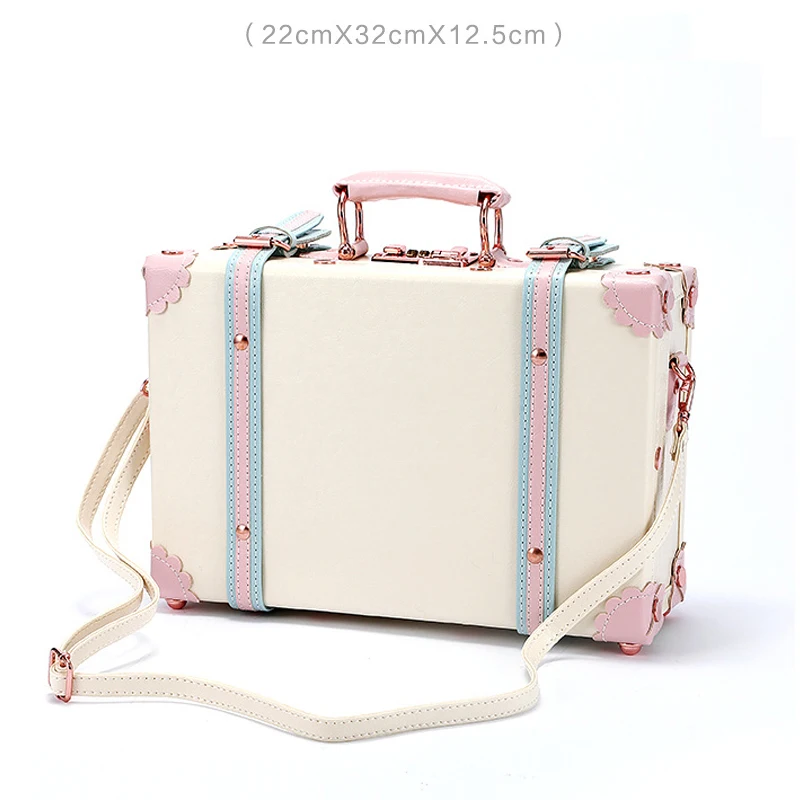 

New Fashion Floral PU Travel Bag Rolling Luggage sets,13" inch Women Retro Trolley Suitcase with Universal Wheels