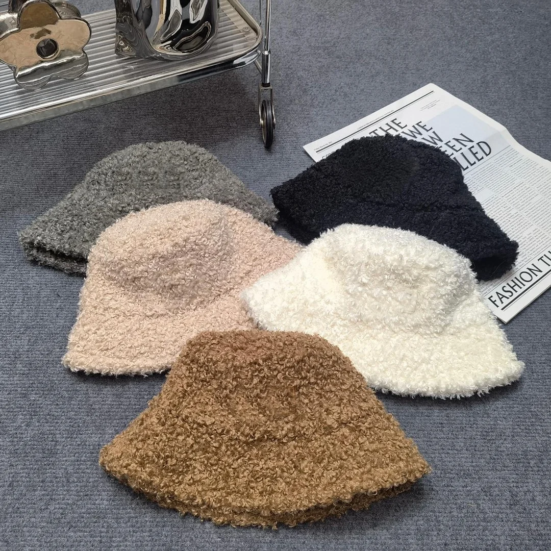 

U99 Women Fisherman Hat Classic Solid Color Lamb Wool Men Pullover Hat Korean Hot Brand Minimalist Style Couple Fashion Warm Hat