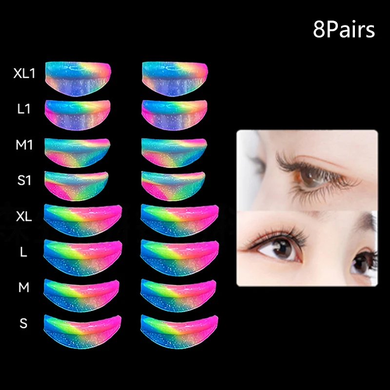 

8 Pairs Reusable Silicone Eyelash Perm Pad Lifting Lashes Rods Recycling 3D Eyelash Curler Accessories Applicator Makeup Tools